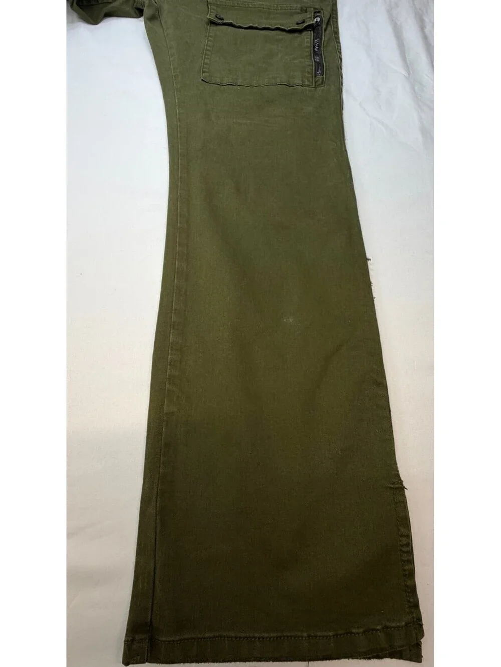 Preme Men's Jeans Straight Mid Rise Denim Cargo Pocket Solid Size 40 Green